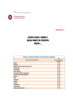 elenco paesi a medio e basso indice di sviluppo umano