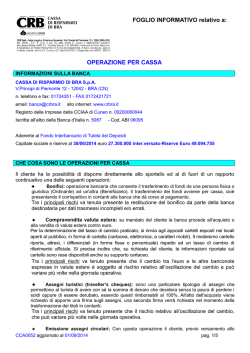 FOGLIO INFORMATIVO - Cassa di Risparmio di Bra
