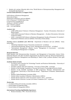 Curriculum Vitae inglese - Dipartimento di Studi aziendali e giuridici