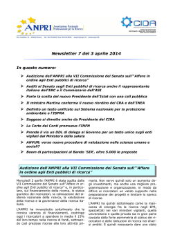 Newsletter 7 del 3 aprile 2014