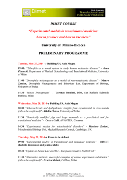 DIMET COURSE &ldquo;Experimental models in translational medicine