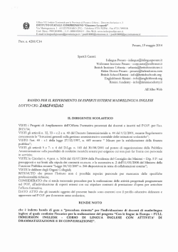 Bando per reperimento esperti esterni madrelingua inglese