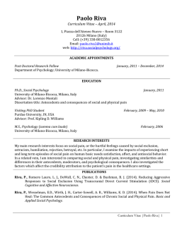 Paolo Riva CV - Social Psychology Network