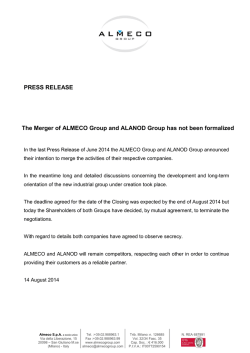 PRESS RELEASE The Merger of ALMECO Group