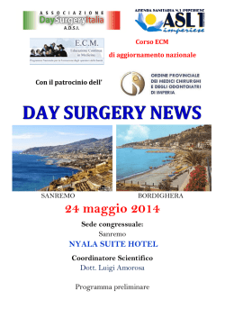 DAY SURGERY NEWS &ndash; Sanremo 24 maggio