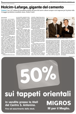 Holcim-Lafarge, gigante del cemento Fusioni