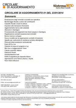 CIRCOLARE DI AGGIORNAMENTO 01 DEL 23/01/2014