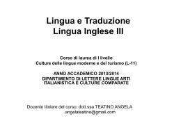 Lingua e Traduzione Lingua Inglese III