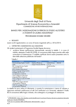 Universit&agrave; degli Studi di Pavia Dipartimento di Scienze
