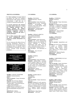 PROVINCIA DI IMPERIA Le offerte pubblicate in questa