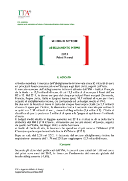 Scheda di settore Abbigliamento Intimo gennaio 2014 DEF