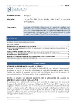 Circolare n. 12 2014 - Novit&agrave; in Materia