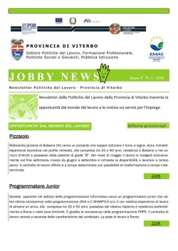 JOBBY NEWS è la newsletter mensile delle Politiche del Lavoro