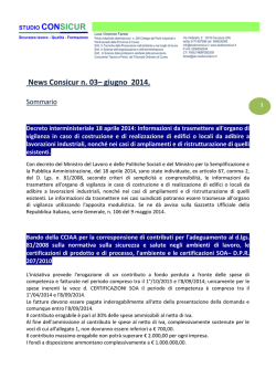 News Consicur n. 03– giugno 2014.
