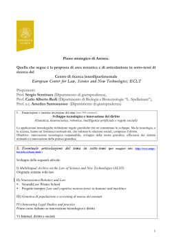 a) il progetto presentato da ECLT per il Piano Strategico di Ateneo