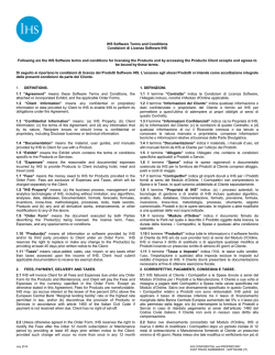 IHS Software Terms and Conditions Condizioni di Licenza