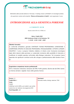 INTRODUZIONE ALLA GENETICA FORENSE