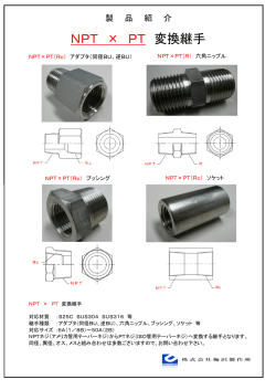 NPT &times; PT 変換継手