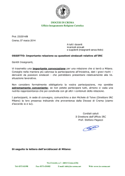 DIOCESI DI CREMA Ufficio Insegnamento