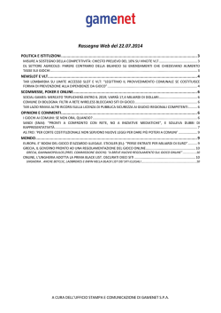 Rassegna Web - Gamenet SpA