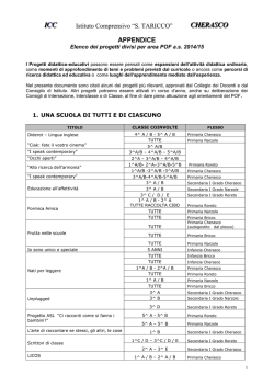 Elenco progetti - Istituto Comprensivo "Sebastiano Taricco"