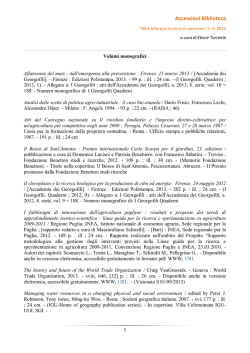 Nuove accessioni alla Biblioteca INEA