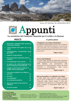 Appunti N. 52 Settembre 2014 - Consorzio Camerale per il Credito e