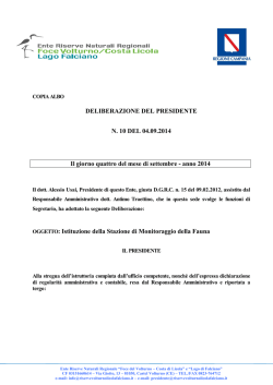 Istituzione della Stazione di Monitoraggio della Fauna