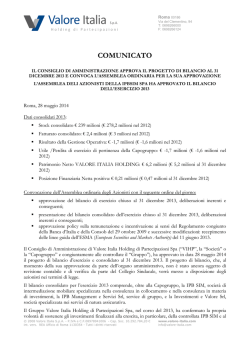Comunicato approvazione progetto bilancio