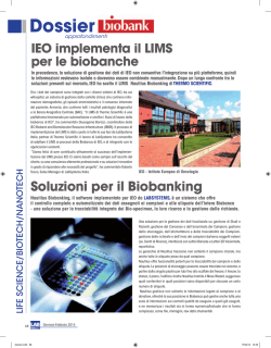 IEO implementa il LIMS per le biobanche