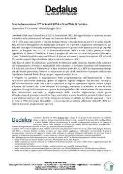 Premio Innovazione ICT in Sanit&agrave; 2014 a OrmaWeb di Dedalus