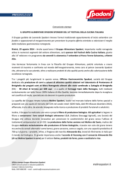 Il Gruppo Alimentare Spadoni al festival della