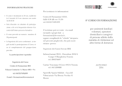8&deg; CORSO DI FORMAZIONE per assistenti familiari volontari