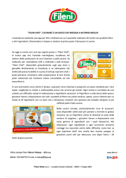 "FILENI CHEF", CUCINARE &Egrave; UN GIOCO CHE INSEGNA A