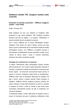 Saldatura orbitale TIG: ossigeno residuo sotto controllo