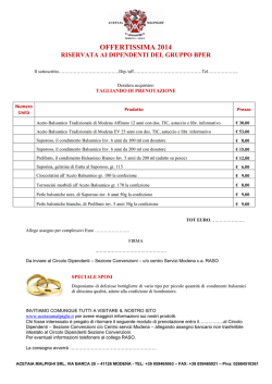 Offertissima Acetaia Malpighi 2014