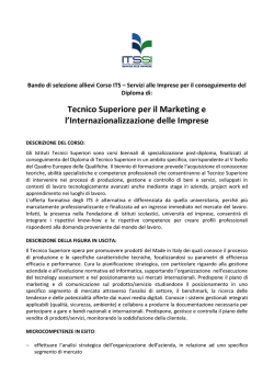 Bando di selezione allievi Corso ITS