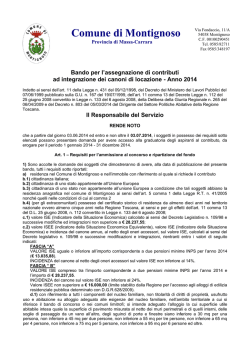 Bando contributo integrazione canoni locazione 2014