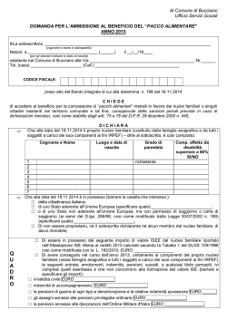DOMANDA X PACCO 2015 - Comune di Bucciano
