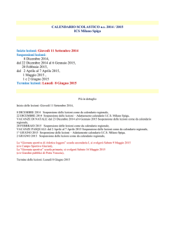 CALENDARIO SCOLASTICO a.s. 2014 / 2015 ICS Milano Spiga