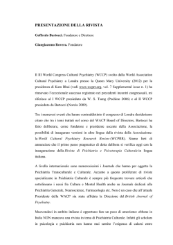 Presentazione della rivista - Psichiatria e Psicoterapia Culturale