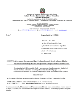 Avvio corsi di recupero estivi e convocazione Consigli di Classe