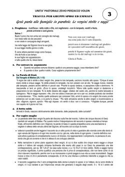 Ges&ugrave; parla alle famiglie in parabole. Le vergini stolte e sagge