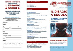 Il disagio a scuola corso di formazione 2014 depliant
