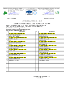 ANNO SCOLASTICO 2014 - 2015 ELETTI NEI CONSIGLI DI