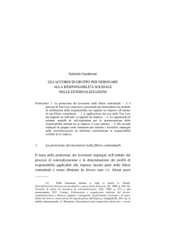 Accordi di gruppo per derogare alla responsabilit&agrave; solidale nelle