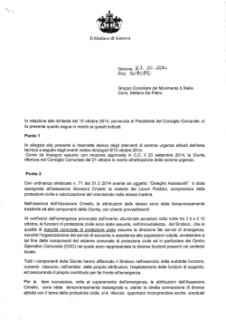 Genova, -@J&Igrave;r &laquo;lO. QDl&ugrave; - Gruppo Consiliare del Movimento 5 Stelle