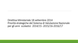 Priorità strategiche del Sistema di Valutazione Nazionale per gli