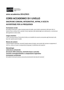 Corsi Accademici di I livello - Discipline comuni, integrative, affini, a