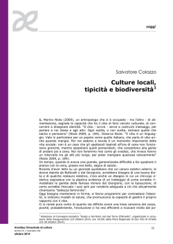 Culture locali, tipicit&agrave; e biodiversit&agrave;